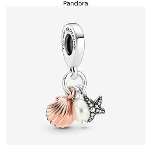 Pandora Freshwater Cultured Pearl, Starfish & Shell Triple Dangle Charm